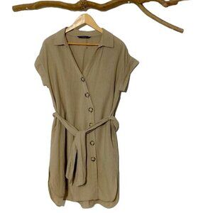 ZARA khaki dress with front buttons Sz L